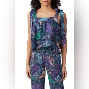 Warm Woodstock Tank Purple Blue Floral Print Cotton size 3 / US Large